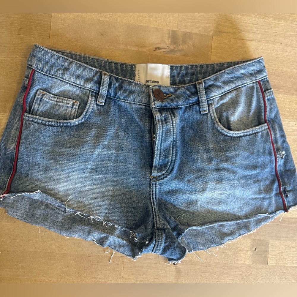 One Teaspoon Blue Jean Shorts with Red accents